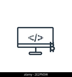 Icône de vecteur de contour de programmation. Icône de programmation noire à ligne mince, illustration d'élément simple à vecteur plat à partir de l'isola modifiable du concept de crypto-monnaie Illustration de Vecteur