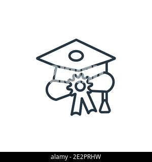 Icône de vecteur de graduation et de diplôme. Tête de graduation noire fine et icône de diplôme, illustration d'élément simple à vecteur plat de modifiable Illustration de Vecteur