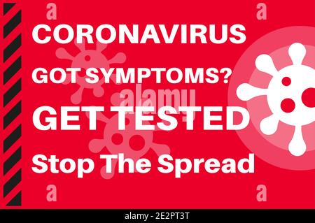 Coronavirus plus sévères nouvelles restrictions de verrouillage pour arrêter la propagation de COVID19 - Illustration avec logo de virus sur fond rouge. Illustration de Vecteur