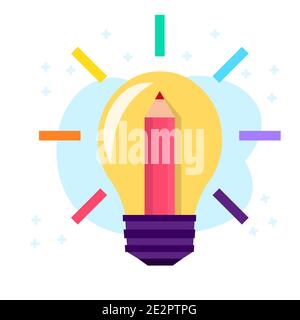 ampoule avec crayon pour vecteur de symbole de concept d'idée créative illustration Illustration de Vecteur