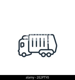 Icône de vecteur de nettoyage du chariot à ordures. Icône de nettoyage de camion à ordures noir à ligne fine, illustration d'élément simple à vecteur plat du nettoyage modifiable Illustration de Vecteur