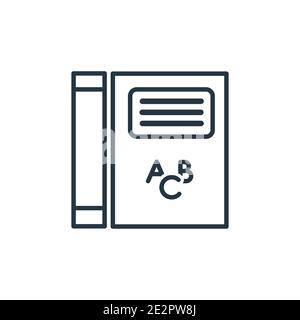 Icône de vecteur de contour de livre alphabétique. Icône de livre en forme d'alphabet noir à lignes fines, illustration d'élément simple à vecteur plat du concept éducatif modifiable isoler Illustration de Vecteur