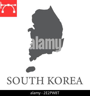 Carte de Corée du Sud glyphe icône, pays et géographie, sud corée carte graphique vecteur signe, modifiable contour icône solide, eps 10. Illustration de Vecteur
