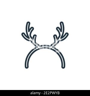 Icône vectorielle des bois de renne. Icône en forme de renne noir à lignes fines, vecteur plat illustration d'élément simple du concept de noël modifiable i Illustration de Vecteur
