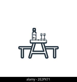 Icône de vecteur de contour de table de pique-nique. Tableau de pique-nique noir ligne mince icône, vecteur plat illustration d'élément simple de boissons éditables concept isolé str Illustration de Vecteur