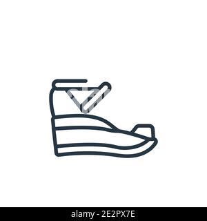 Sandales de plate-forme contour icône de vecteur. Sandales à plate-forme noire ligne mince icône, vecteur plat illustration d'élément simple de vêtements modifiables concept iso Illustration de Vecteur