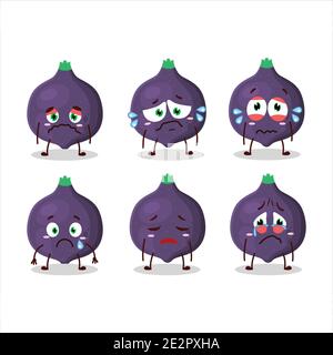 Dessin animé de la Fig de caractère avec une expression triste. Illustration vectorielle Illustration de Vecteur