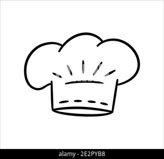 Dessin d'un chapeau de cuisinier ou de Baker avec une tenue de tête blanche  professionnelle de chef exécutif, sous-chef, cuisinier, chef de gamme et  autre personnel de cuisine. Resta Image Vectorielle Stock 