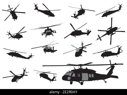 Silhouettes détaillées Vector Helicopter Illustration de Vecteur