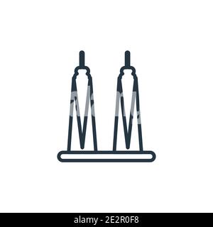 Icône de vecteur de contour du centre du commerce mondial. Icône de centre d'échanges mondial noire à lignes fines, illustration d'éléments simples à vecteur plat provenant de bâtiments modifiables conce Illustration de Vecteur