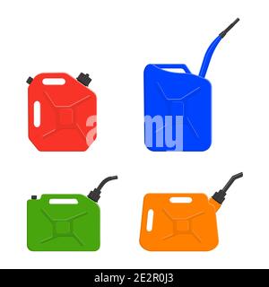 Réservoirs de carburant, bidons d'essence, réservoirs d'essence isolés sur fond blanc. Illustration de dessin animé vectoriel. Illustration de Vecteur