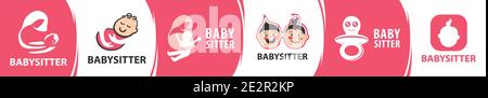 Logo vectoriel de baby-sitter, garde d'enfants Illustration de Vecteur