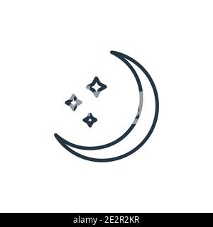 Icône de vecteur bleu de contour de lune. Icône de lune noire bleue fine ligne, vecteur plat illustration d'élément simple de concept d'astronomie éditable isolé sur whi Illustration de Vecteur