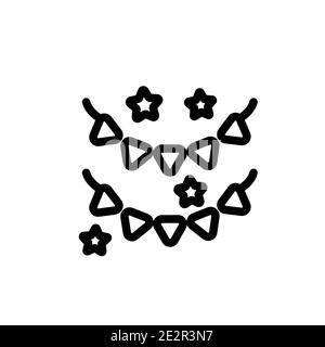 Icône de vecteur Garland. Icône guirlande noire fine, vecteur plat illustration d'élément simple de l'anniversaire modifiable et concept de fête isolé o Illustration de Vecteur