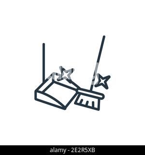 Icône vectorielle de nettoyage de pelle à poussière. Icône de nettoyage de pelle à poussière noire fine, vecteur plat illustration d'élément simple du concept de nettoyage modifiable isol Illustration de Vecteur