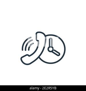 Icône de vecteur de contour d'appel de temps. Icône d'appel de temps noir ligne mince, vecteur plat illustration d'élément simple du concept de communication modifiable isolé sur Illustration de Vecteur