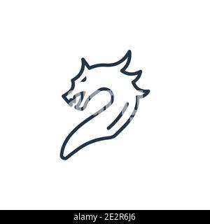Icône de vecteur de contour Dragon. Icône dragon noire fine ligne, vecteur plat illustration d'élément simple de concept asiatique éditable isolé sur backgro blanc Illustration de Vecteur