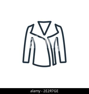 Veste de moto en cuir contour icône vectorielle. Veste de moto en cuir noir ligne fine, icône, vecteur plat, illustration d'éléments simples à partir de vêtements modifiables con Illustration de Vecteur