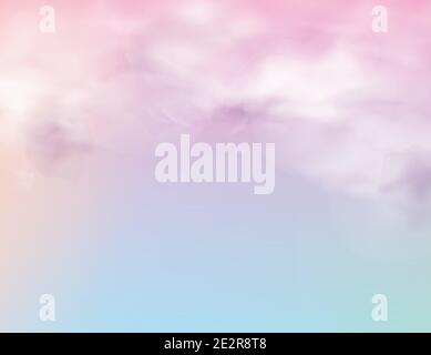 Ciel rose ciel avec des nuages, fond de bébé. Coucher de soleil ou lever de soleil nature paysage blanc, et lilas nuages moelleux. Soirée ou matin VIVID FANTASY unico Illustration de Vecteur