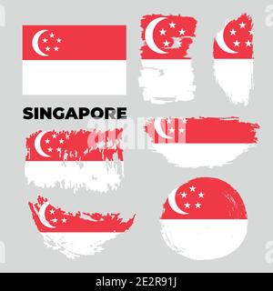 Drapeau de Singapour en proportion réelle avec gradient de type ondulé commutable Illustration de Vecteur