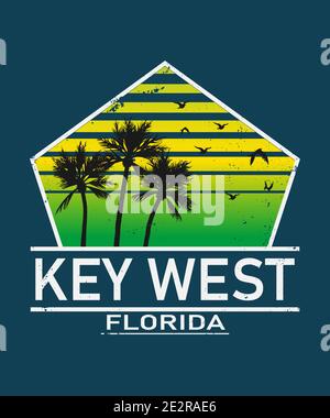 Imprimé Key West Florida. Motif typographique. Motif sur la chemise. Illustration de la Floride. Style rétro. - illustration vectorielle Illustration de Vecteur