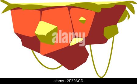 Île de jeu de pierre, île suspendue avec herbe verte pour illustration de vecteur de bande dessinée gi Illustration de Vecteur