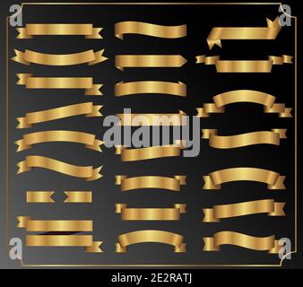 Collection d'éléments de conception de bannières en ruban doré.Illustration vectorielle.Eps10 Illustration de Vecteur
