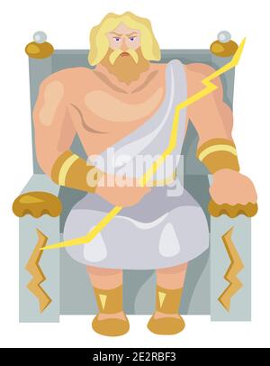 Dessin animé vectoriel d'un dieu olympique zeus Illustration de Vecteur