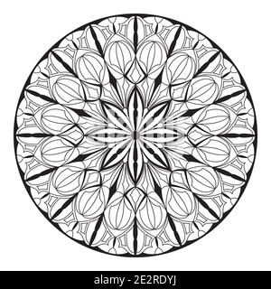 Mandala géométrique noir et blanc. Image vectorielle gothique de l'ornement. Illustration de Vecteur