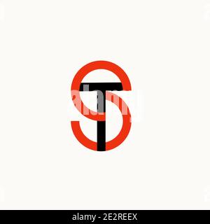 Logo du monogramme TS. Décoration TS initiales minimalistes en forme de cercles, icône pour toute entreprise ou entreprise. Illustration vectorielle noir et blanc Illustration de Vecteur