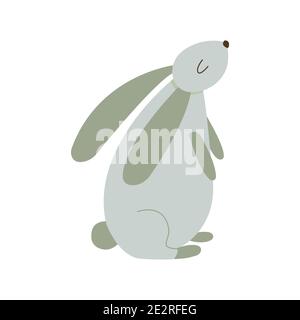 Joli lapin de Pâques avec corps rond en forme d'oeuf. Illustration vectorielle colorée isolée. Carte de Pâques pour animaux Illustration de Vecteur