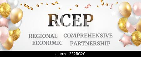 Bannière de bienvenue pour le Partenariat économique global régional. Réunion RCEP. Illustration vectorielle Illustration de Vecteur