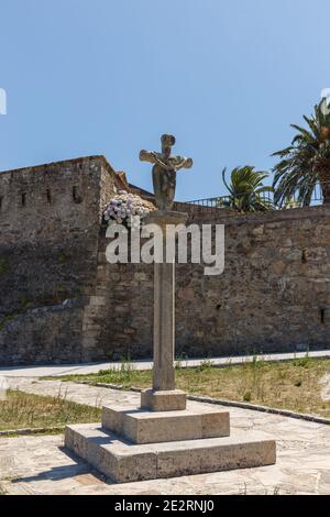 Cruceiro, croix de pierre à Finisterre, Galice, Espagne Banque D'Images