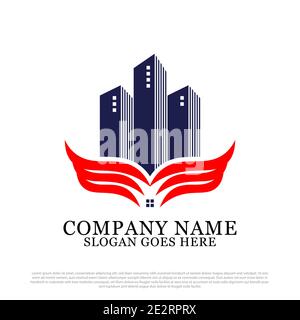 Modèle de conception de logo de bâtiment militaire inspiration, modèle de vecteur de logo d'appartement d'aile Illustration de Vecteur