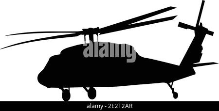 Silhouette d'hélicoptère en noir isolée sur fond blanc Illustration de Vecteur