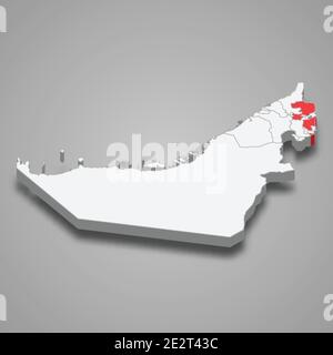 Fujairah émirat emplacement dans les Émirats arabes Unis 3d carte isométrique Illustration de Vecteur