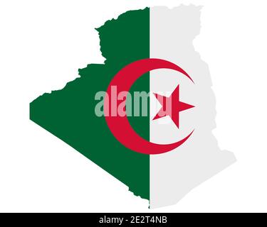 Drapeau sur la carte de l'Algérie Banque D'Images