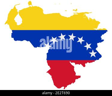 Drapeau sur la carte du Venezuela Banque D'Images