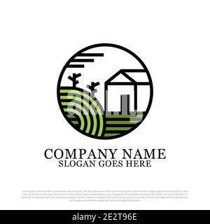 Logo de ferme de conception plate, logo de ferme agricole de conception inspiration Illustration de Vecteur