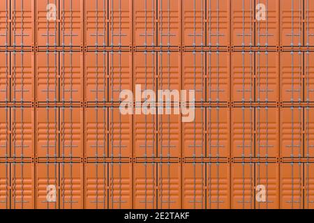 Pile de conteneurs de chargement du navire. Arrière-plan des boîtes de transport marron. Logistique maritime, entrepôt portuaire, douanes, transport maritime concept. Illustration 3D Banque D'Images