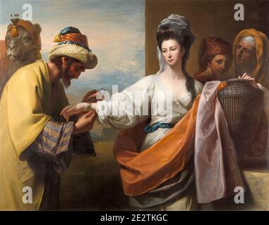 Rebecca recevant le bracelet au puits, peinture de Benjamin West, 1775 Banque D'Images