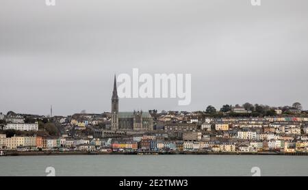 Haulbowline, Cork, Irlande. 15 janvier 2021.VUE sur le front de mer de Cobh depuis le nouveau parc d'équipements de l'île Haulbowline qui vient d'ouvrir à Haulbowline, Co. Cork, Irlande. - crédit; David Creedon / Alamy Live News Banque D'Images