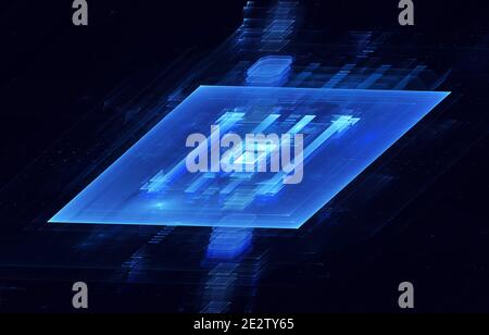 Résumé tehnology générée par ordinateur 3D illustration. Trois dimensions fractales 3D, texture Banque D'Images