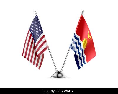 24 drapeaux, United States America et Kiribati, isolé sur fond blanc. Image 3D Banque D'Images