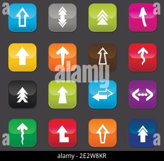 Flèches icônes vectorielles pour la conception de l'interface utilisateur. Boutons colorés sur fond sombre Illustration de Vecteur
