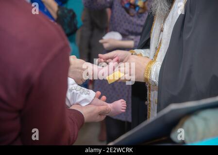 Epiphanie dans l'église des pieds du bébé Banque D'Images