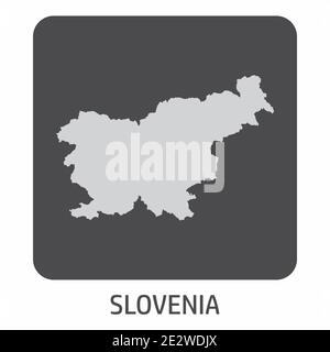 L'icône de la carte silhouette de la Slovénie sur la boîte sombre Illustration de Vecteur