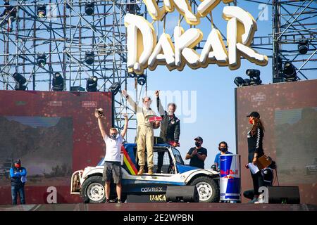 201 Eggermont Emmanuel (bel), de Braekeller Edouard (bel), Volswagen, Racing Wings, Dakar Classic, portrait lors de la cérémonie de clôture du podium au Stade International du Roi Abdullah à Djeddah, en Arabie Saoudite, le 15 janvier 2021 - photo Julien Delfosse / DPPI / LM Banque D'Images