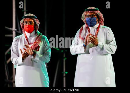 Yanbu et Jeddah, en Arabie Saoudite. 15 janvier 2021. Le Prince KHALID BIN SULTAN AL-FAISAL AL SAUD, président de la Fédération automobile saoudienne lors de la cérémonie de clôture du podium au stade international du Roi Abdullah à Jeddah, en Arabie Saoudite, le 15 janvier 2021 - photo Florent Gooden / DPPI / LiveMedia Credit: Paola Benini/Alay Live News Banque D'Images