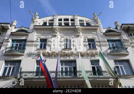 Zadruzna Zveza bâtiment de banque construit dans le style art nouveau en 1907 Banque D'Images